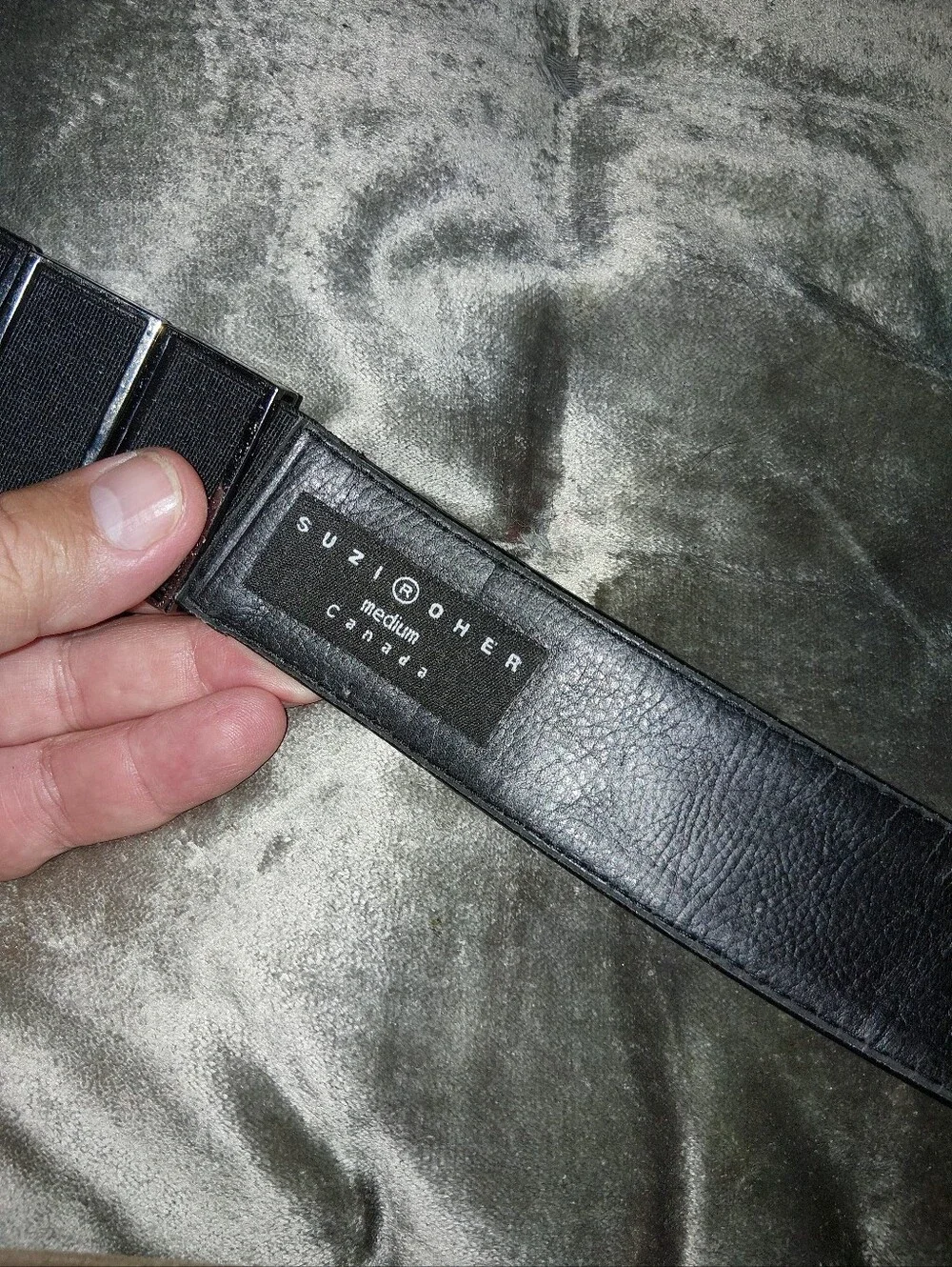 Suzi Roher Glossy Black Wide Patent Belt with Rectangular Buckle